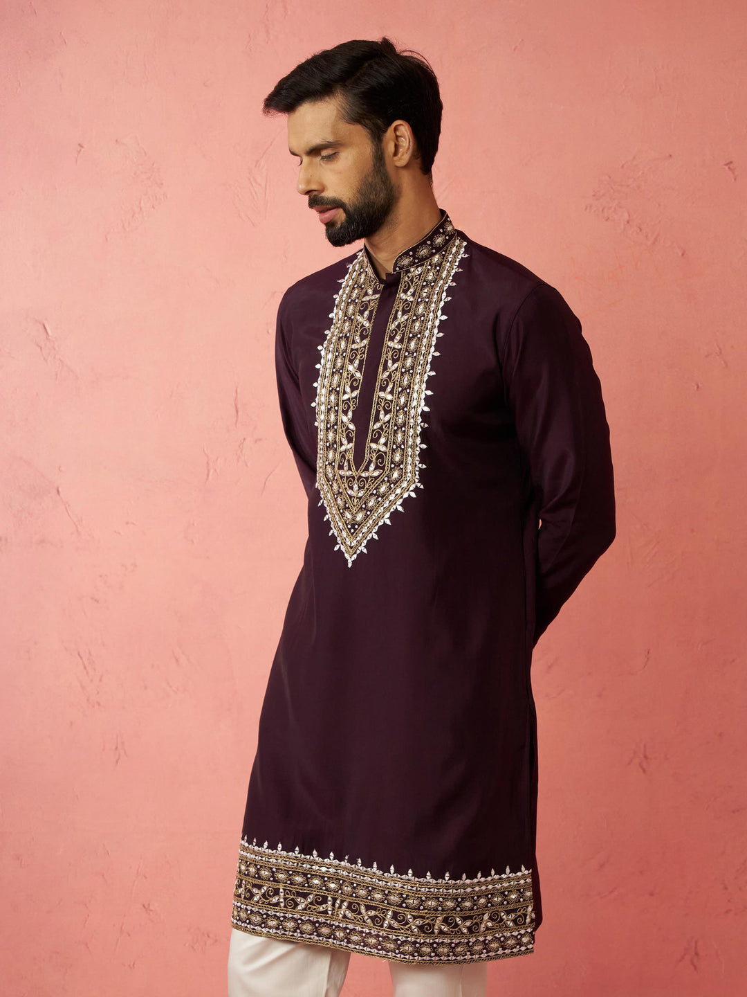 Men's Purple Modal Chanderi Kurta