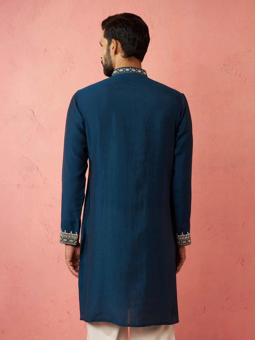 Men's Turquoise Green Modal Chanderi Kurta