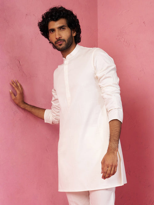 Men's Cream Fine Satin Kurta
