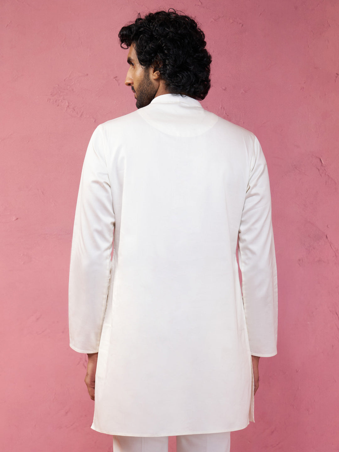 Men's Cream Fine Satin Kurta