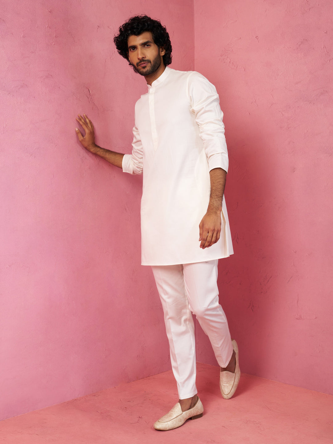 Men's Cream Fine Satin Kurta