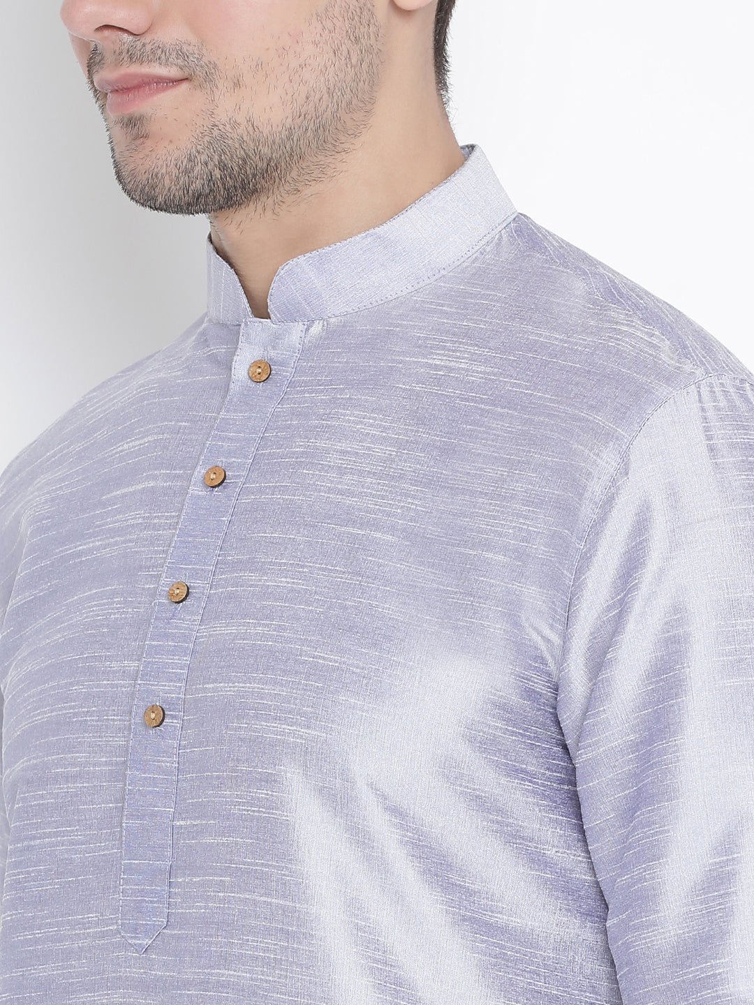 Sarvati Men's Light Blue Cotton Silk Blend Kurta and Pyjama Set