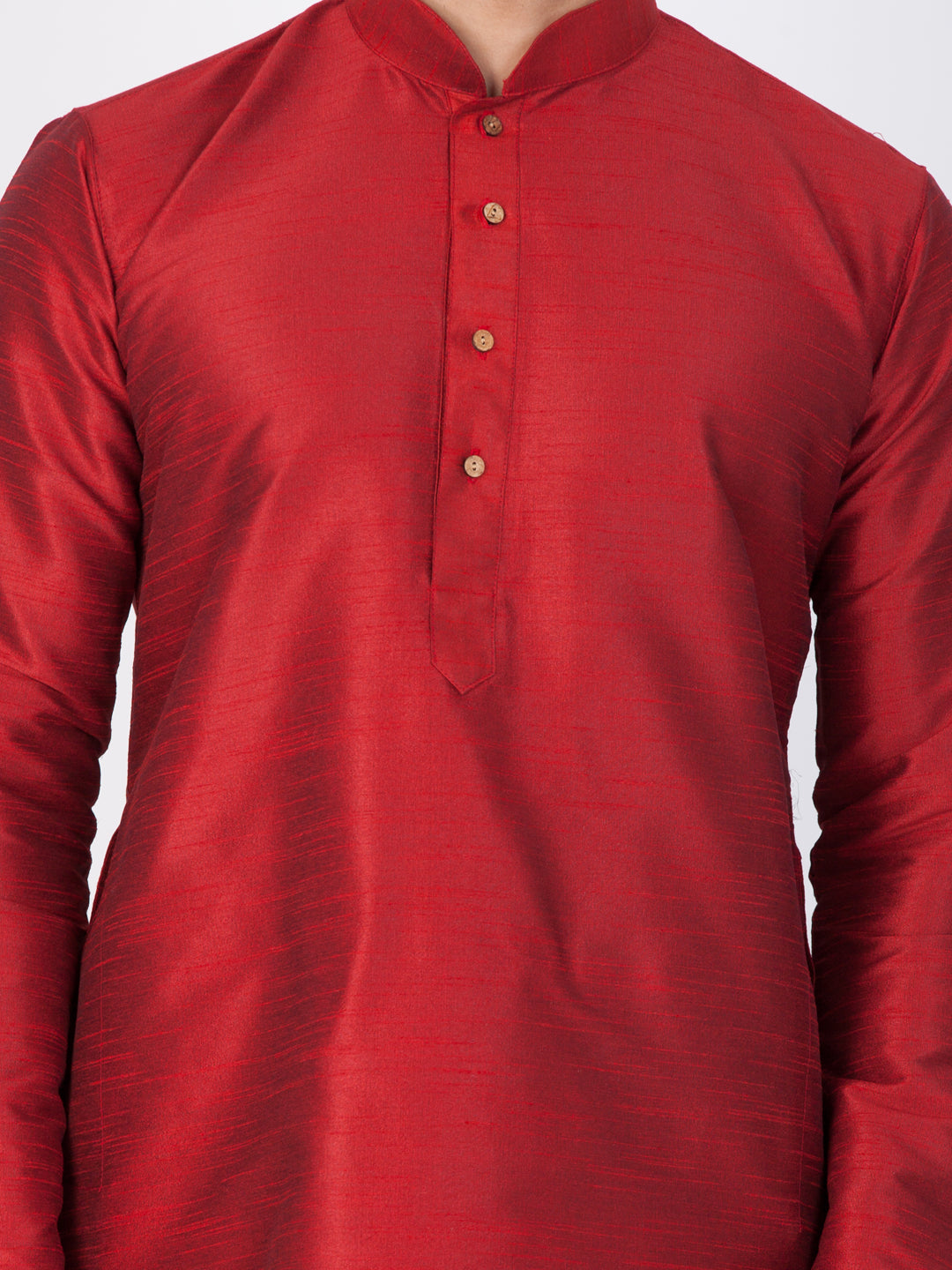 Sarvati Men's Maroon Cotton Silk Blend Kurta, Pyjama & Dupatta Set