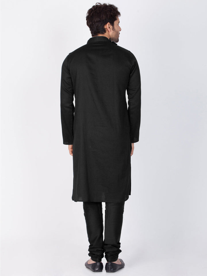 Sarvati Men's Black Cotton Kurta and Pyjama Set