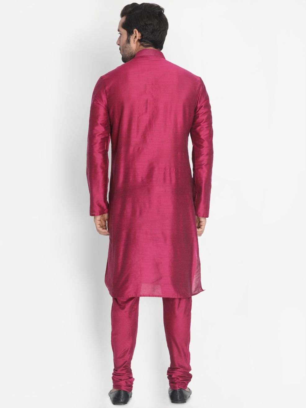 Sarvati Men's Purple Cotton Silk Blend Kurta and Pyjama Set