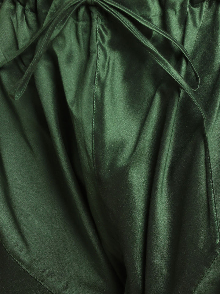Men's Green Cotton Silk Blend Kurta and Pyjama Set