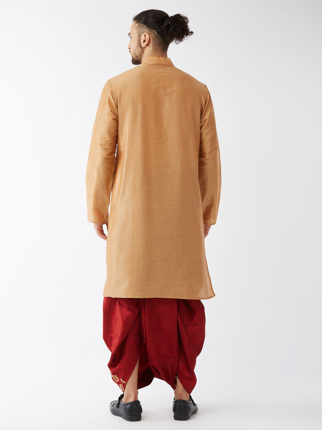 Sarvati Men's Rose Gold Kurta With Dhoti Pants