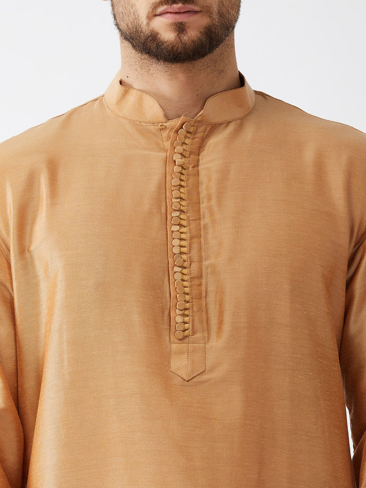 Sarvati Men's Rose Gold Kurta With Dhoti Pants