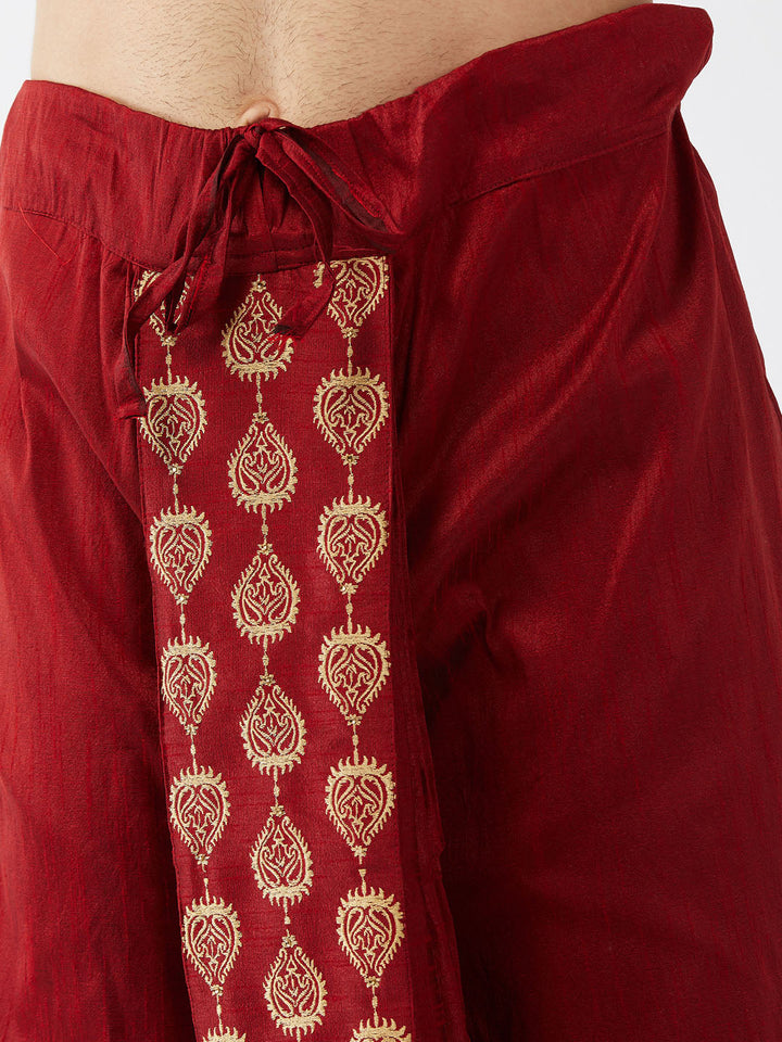 Sarvati Men's Rose Gold Kurta With Dhoti Pants