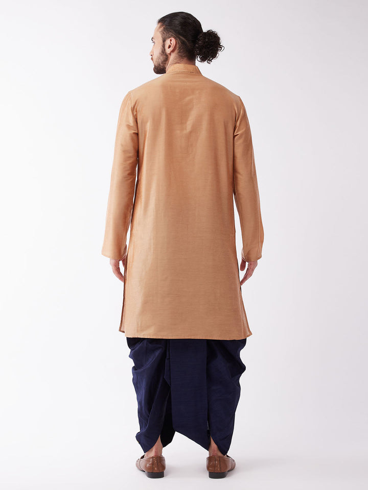 Sarvati Men Rose Gold Kurta with Dhoti Pants