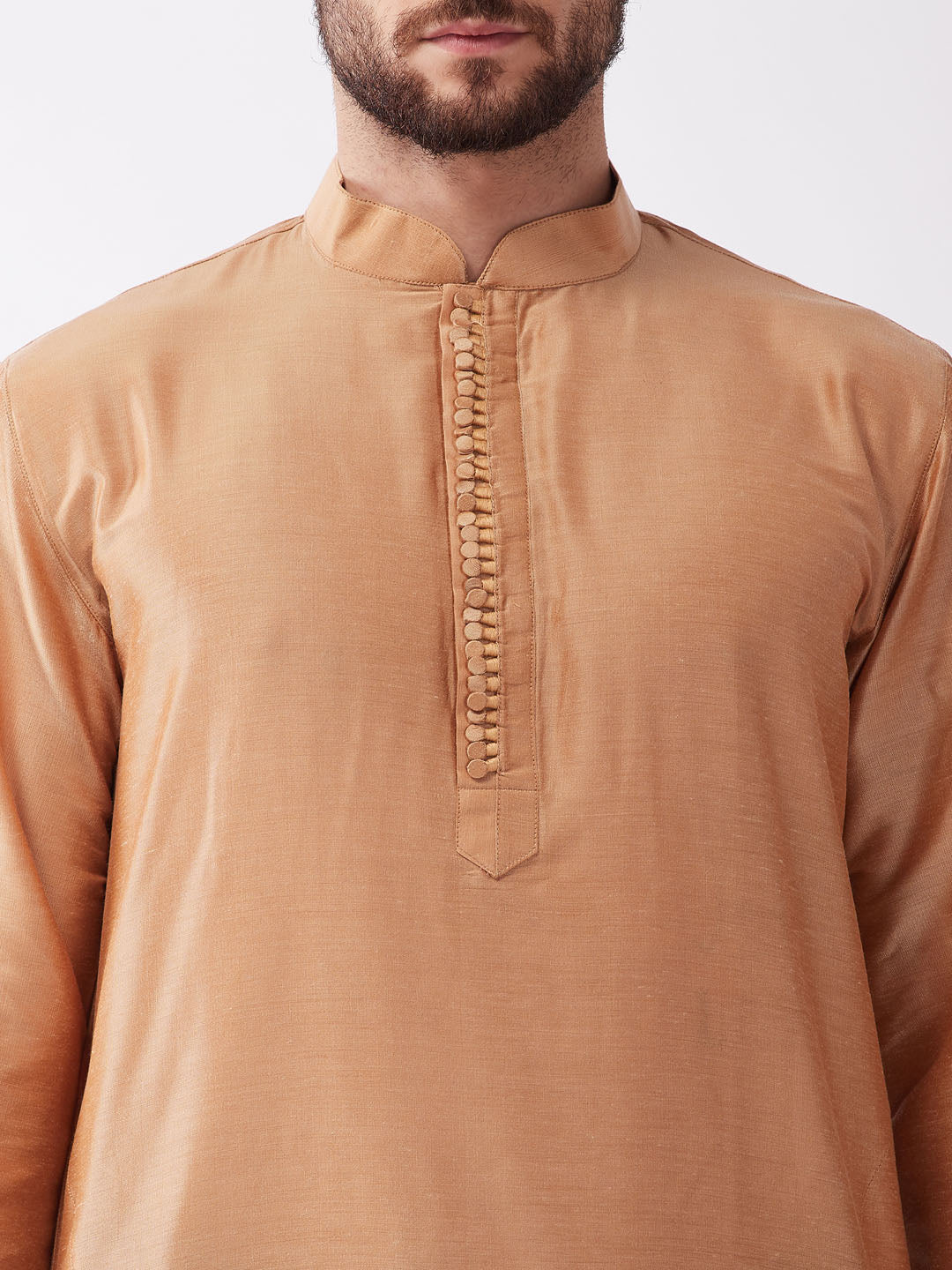 Sarvati Men Rose Gold Kurta with Dhoti Pants