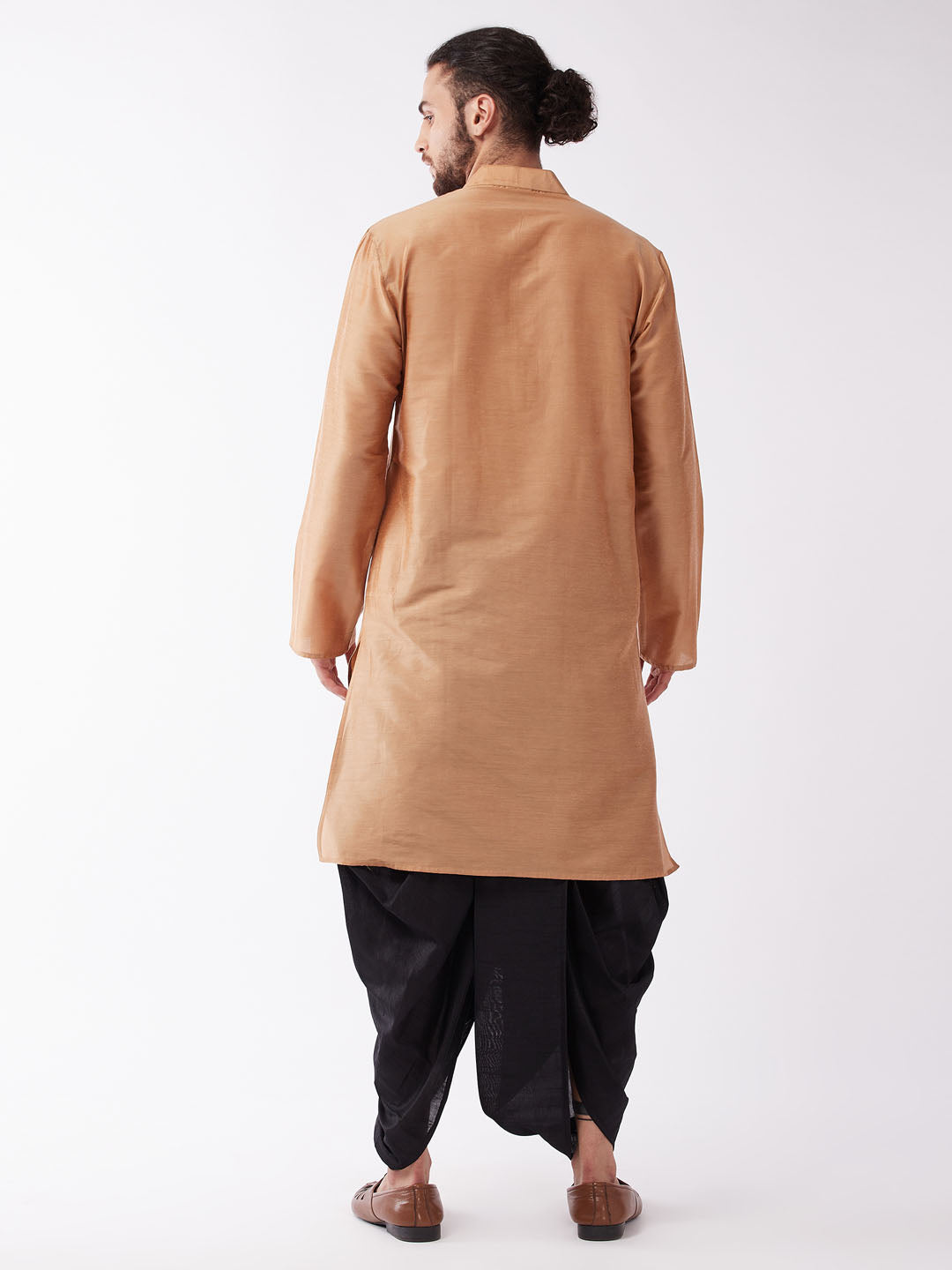 Sarvati Men's Rose Gold Kurta with Dhoti Pants