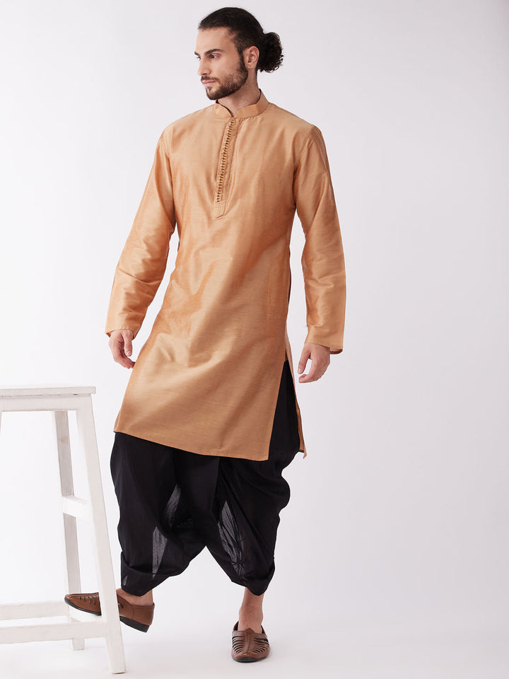 Sarvati Men's Rose Gold Kurta with Dhoti Pants