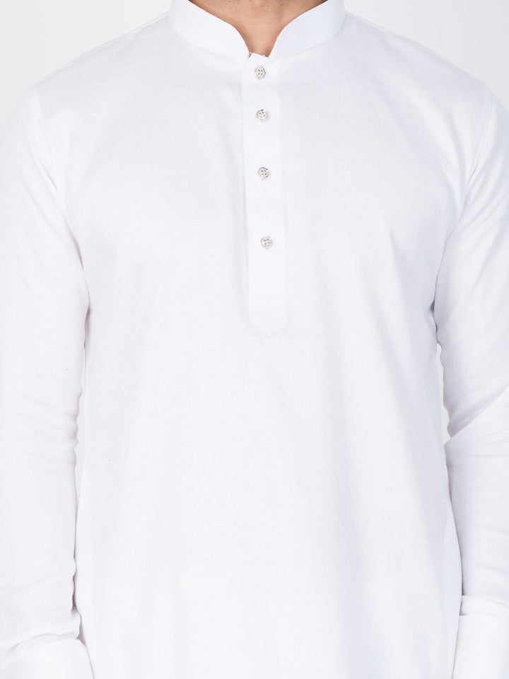 Men's White Cotton Kurta and Pyjama Set