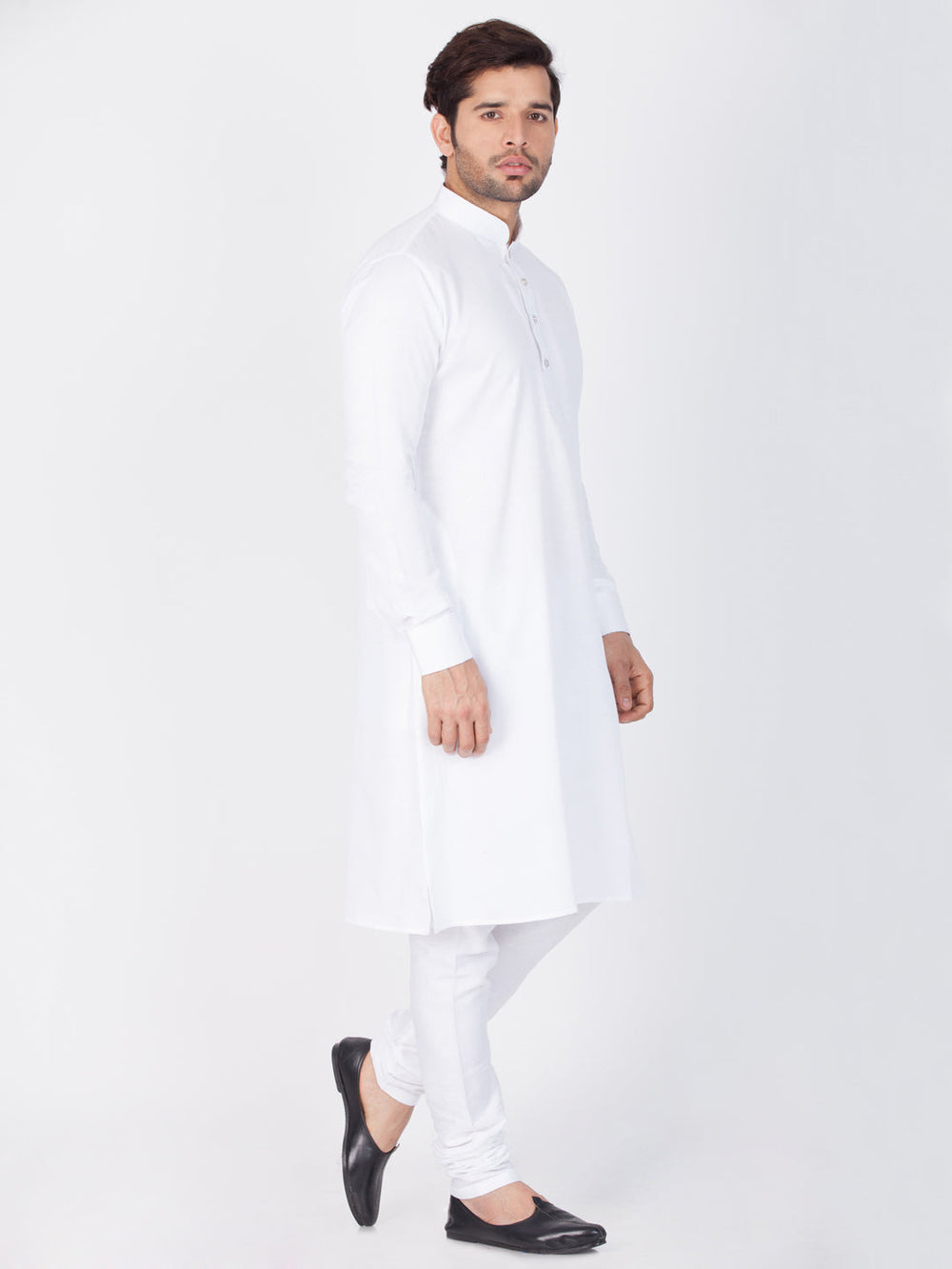 Men's White Cotton Kurta and Pyjama Set