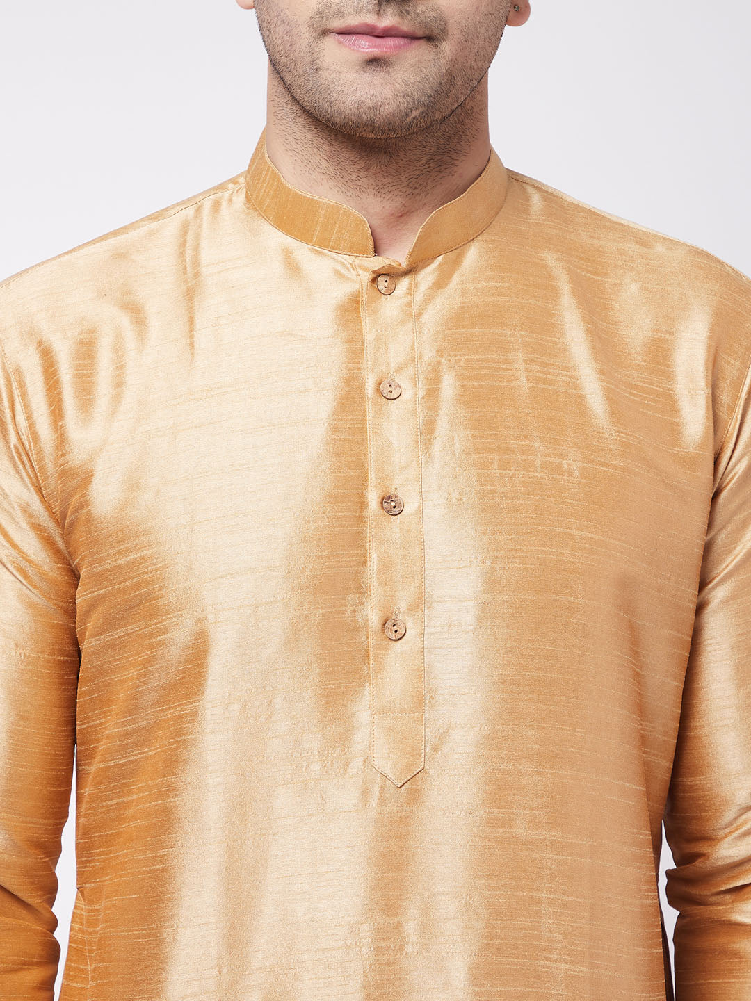 Sarvati Men's Rose Gold And Maroon Silk Blend Kurta And Dhoti Set