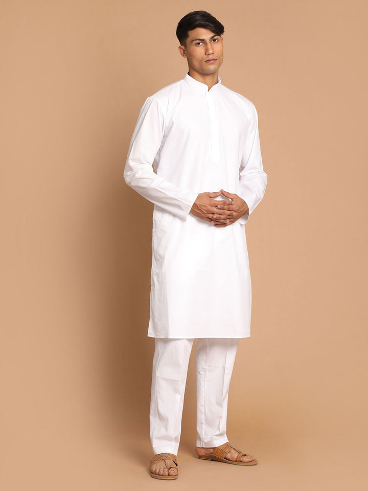 Sarvati Men White Kurta with Pyjamas Set