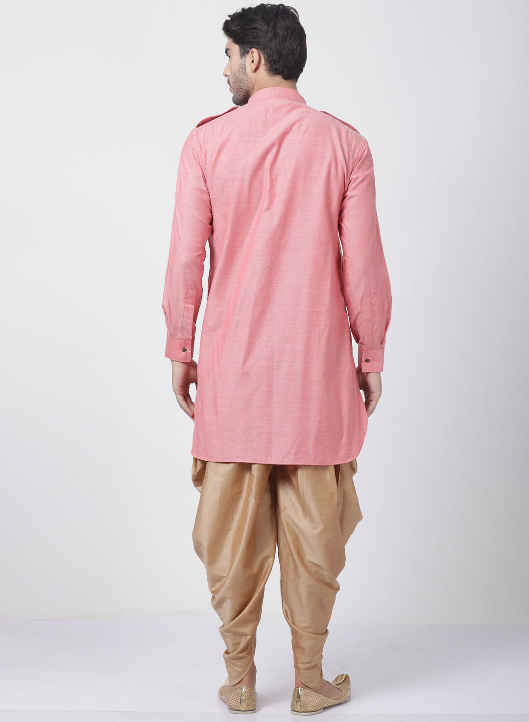 Sarvati Men's Red Cotton Kurta and Dhoti Pant Set