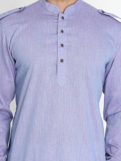 Sarvati Men's Blue Cotton Blend Kurta and Patiala Set