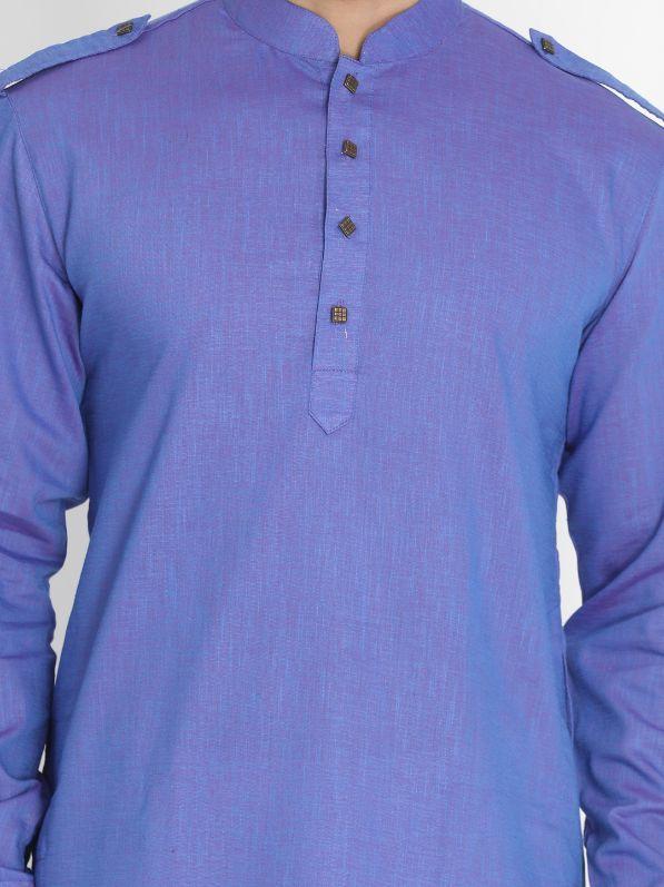 Sarvati Men's Purple Cotton Blend Kurta and Patiala Set