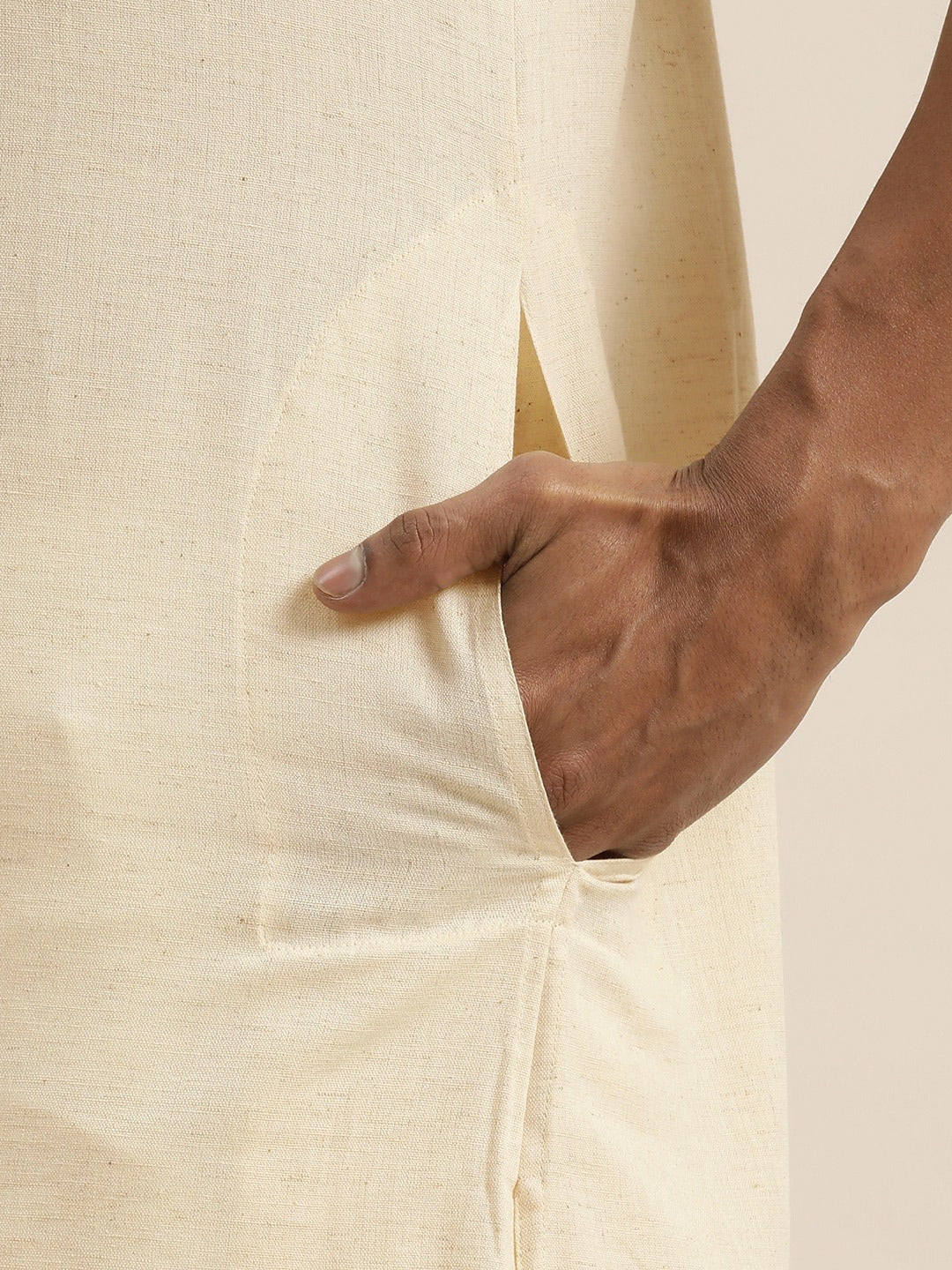 Men's Cream Pure Cotton Kurta