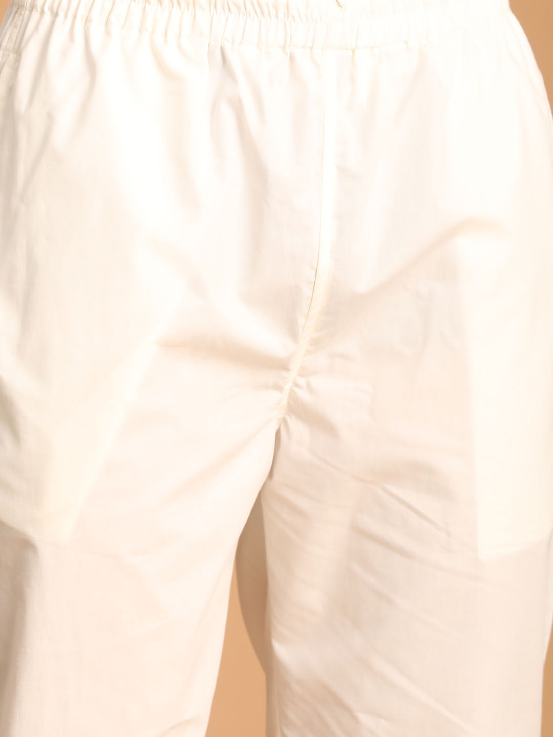 Men's Cream Cotton Kurta With Cream Pant Set