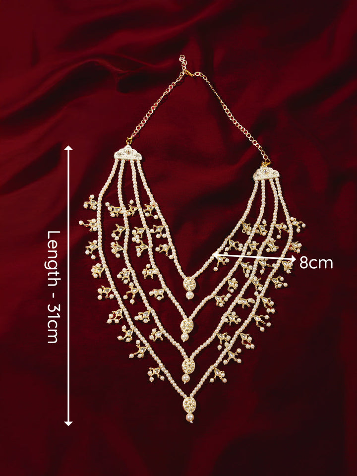 Traditional Men's Wedding Necklace - Cream Gold Layered Pearl Design