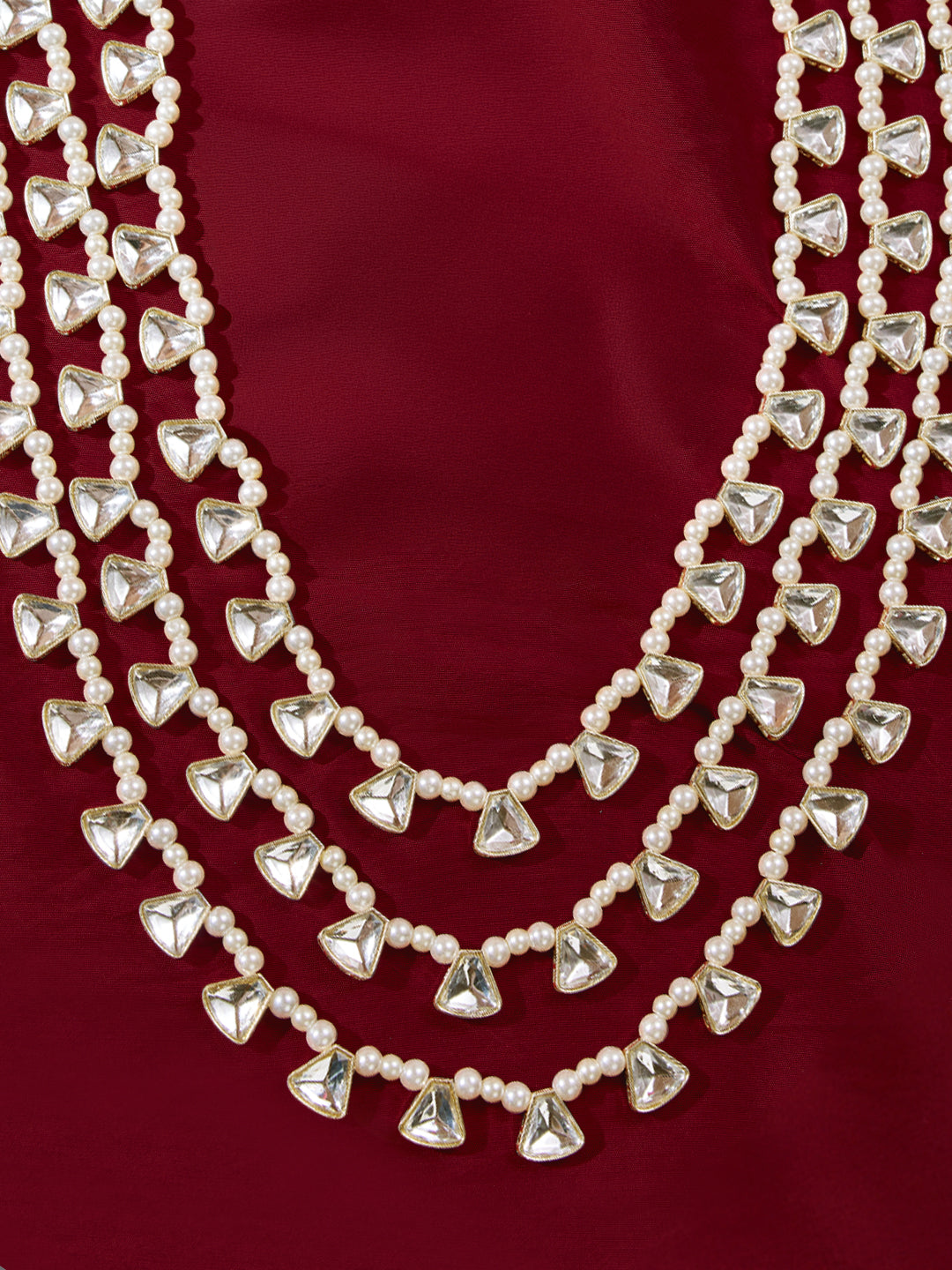 Traditional Men's Wedding Necklace - Cream Silver Rhinestone Pearl Design