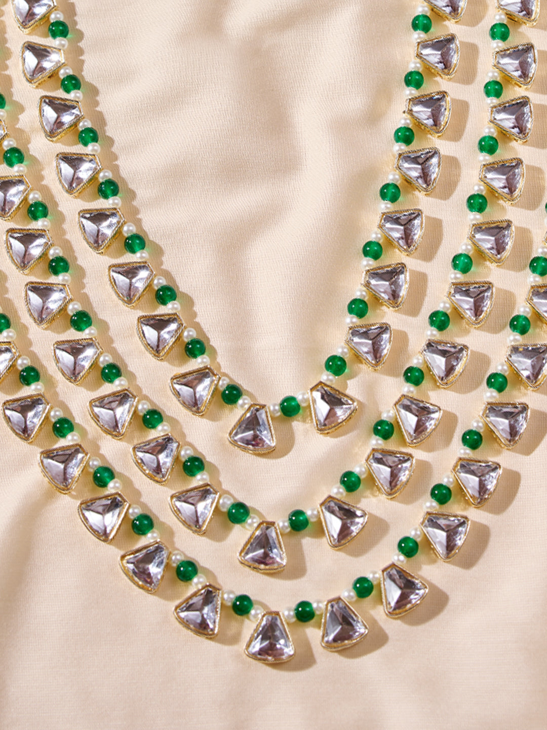 Men's Wedding Necklace - Green Silver Layered Design
