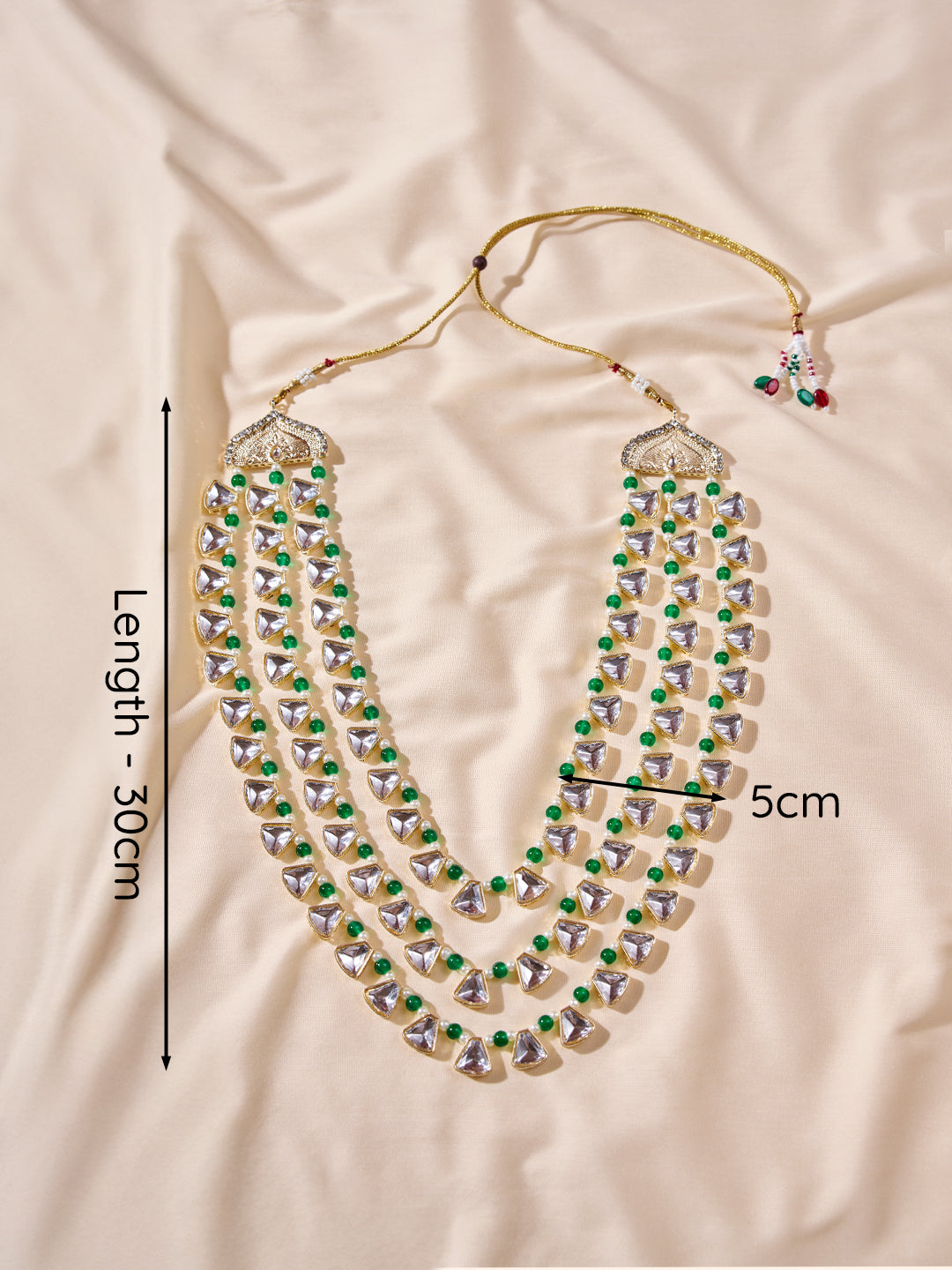 Men's Wedding Necklace - Green Silver Layered Design