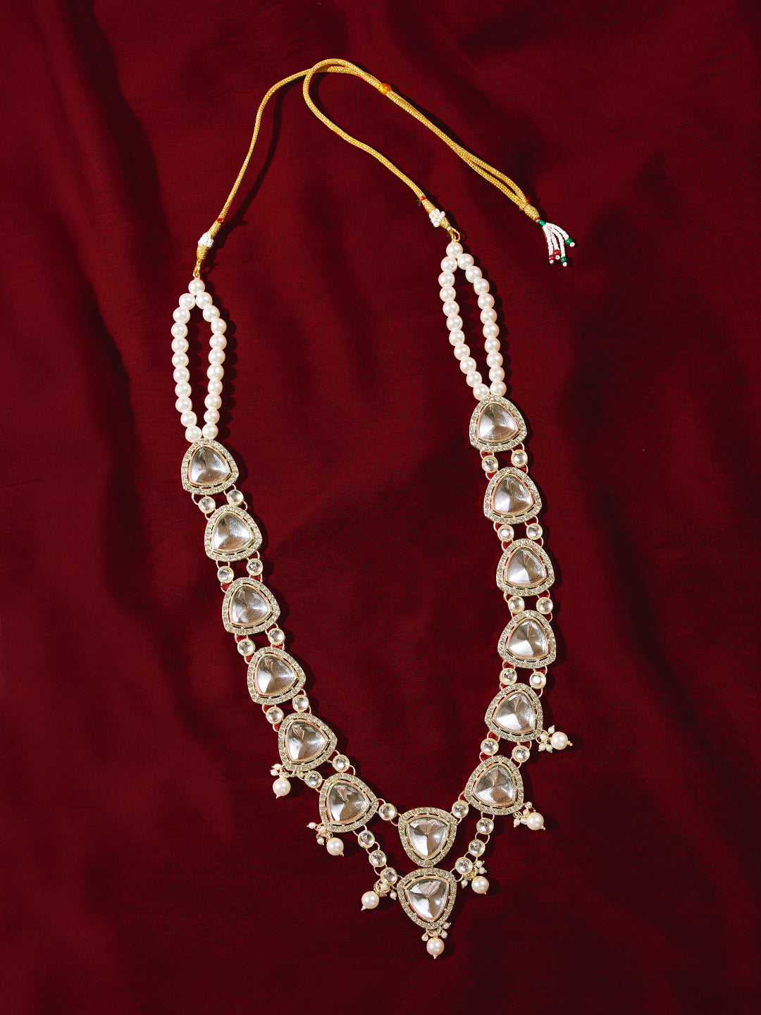 Men's Traditional Wedding Necklace - Cream Single Layer Rhinestone Pearl Design