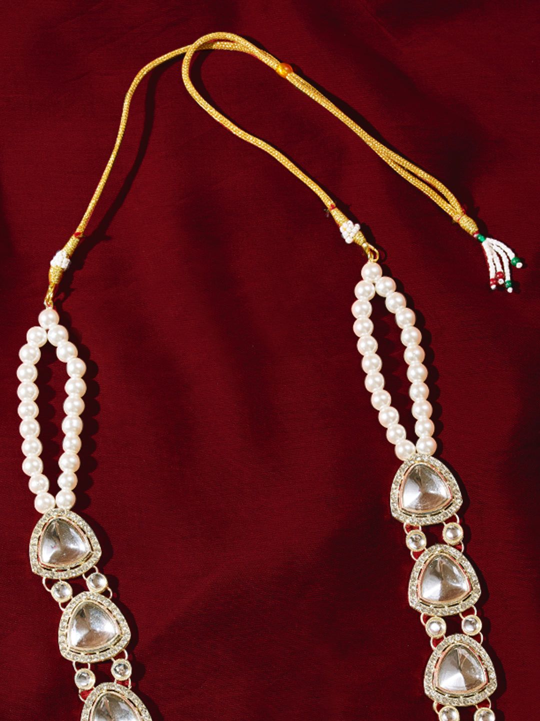 Men's Traditional Wedding Necklace - Cream Single Layer Rhinestone Pearl Design