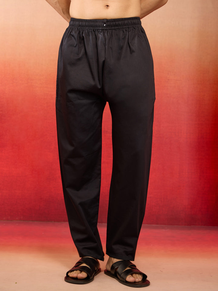 Men's Black Fine Satin Pyjama