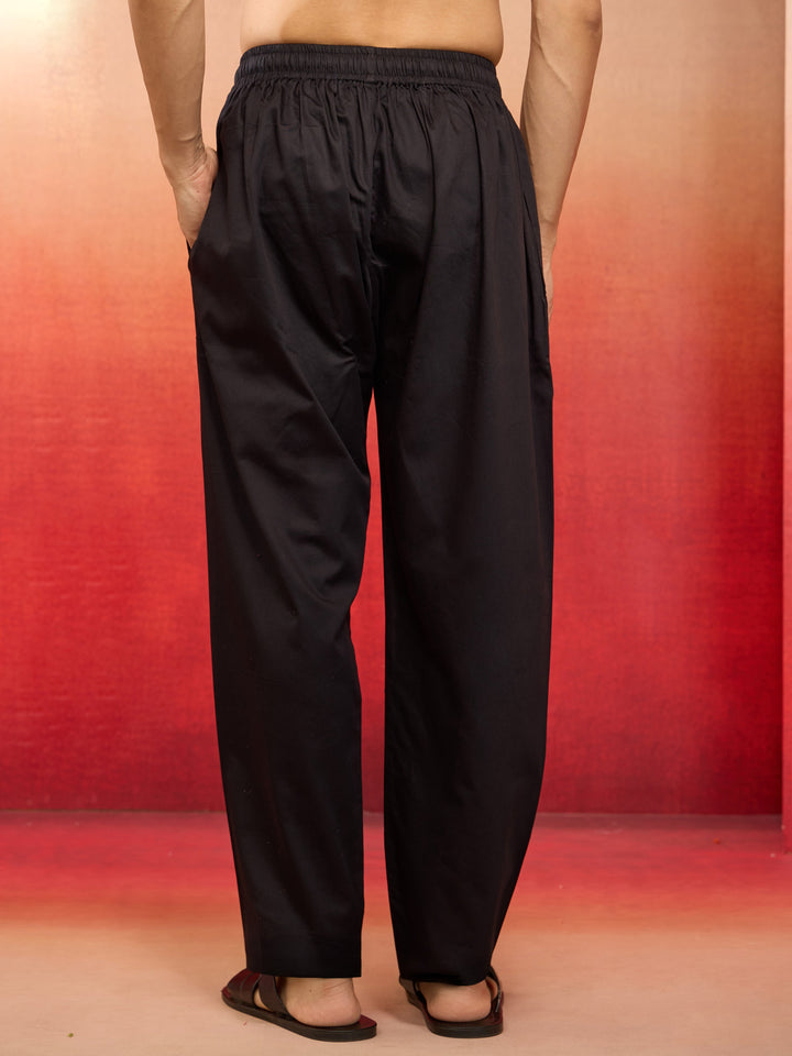 Men's Black Fine Satin Pyjama