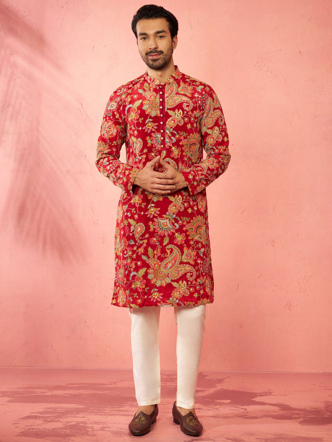 Men's Cream Viscose Pyjama