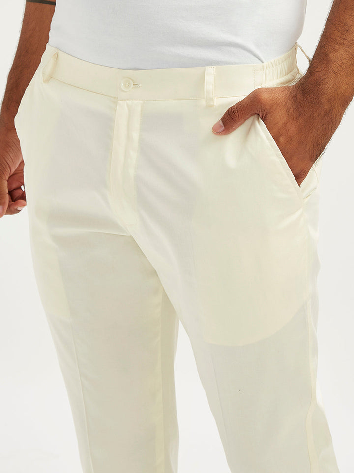 Mens Cream Cotton Satin Lycra