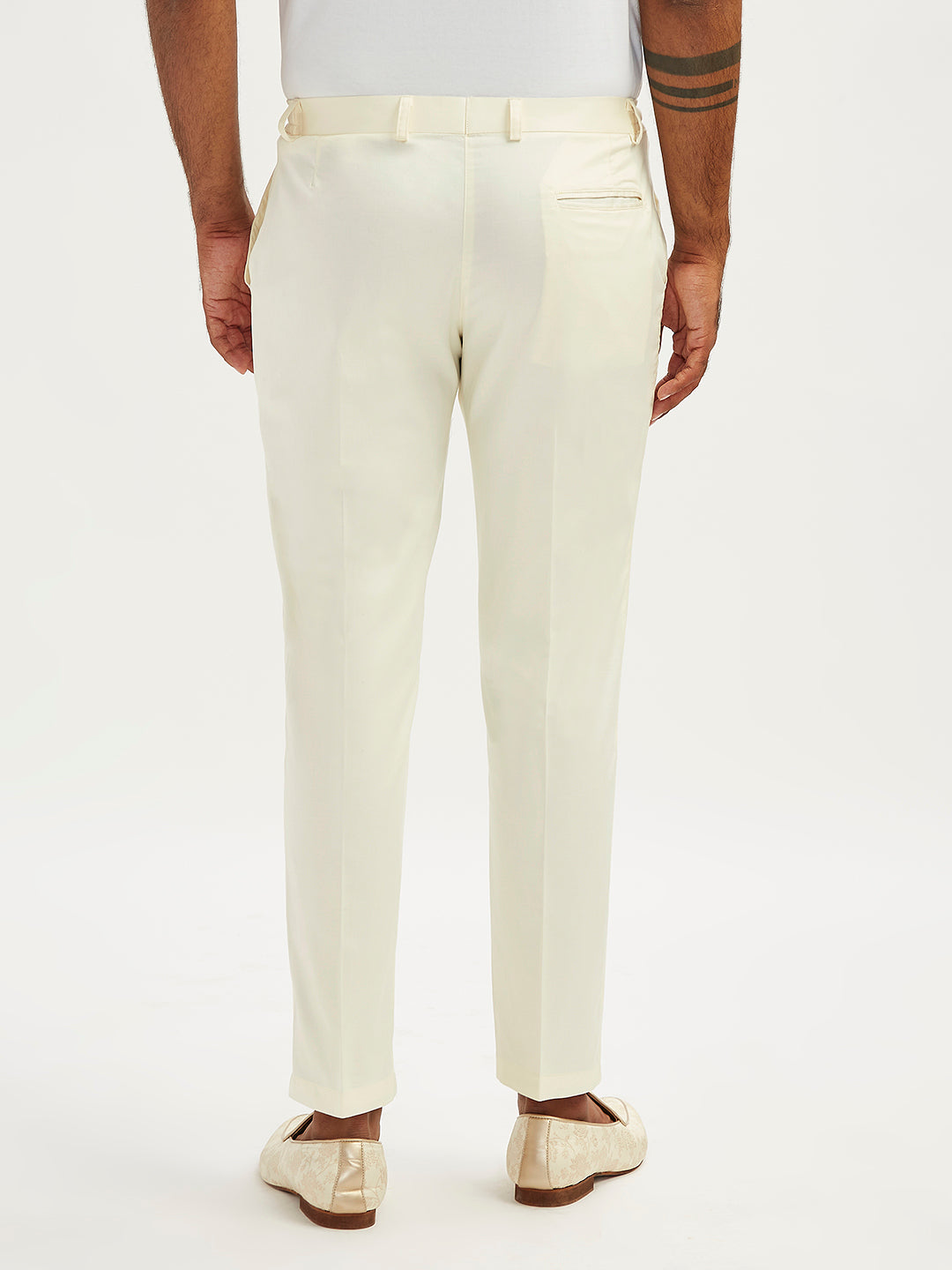 Mens Cream Cotton Satin Lycra
