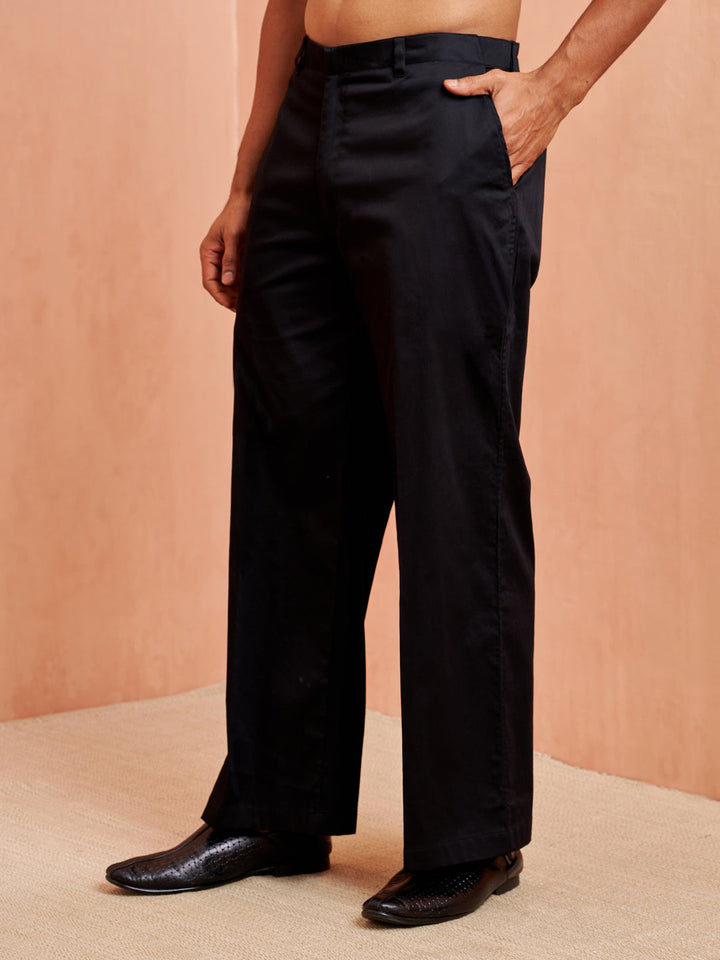 Men's Black Cotton Palazzo