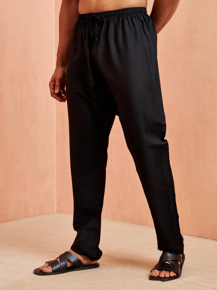 Men's Black Solid Pyjama