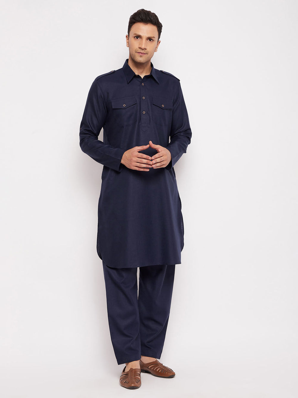 Sarvati Men's Blue Pathani Suit Set