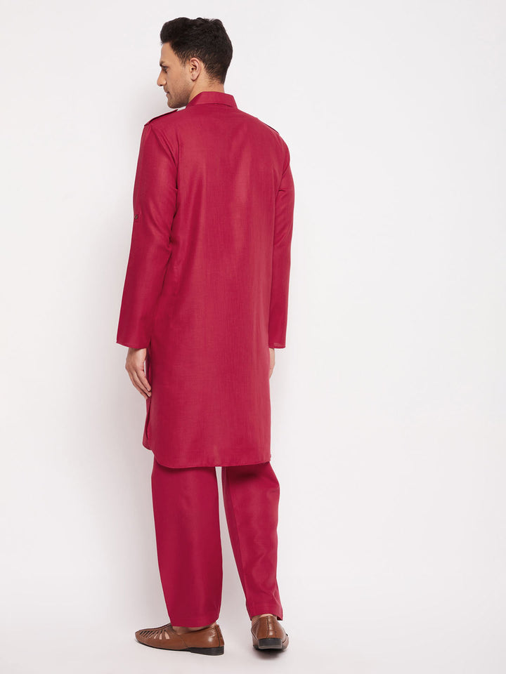 Sarvati Men's Maroon Pathani Suit Set