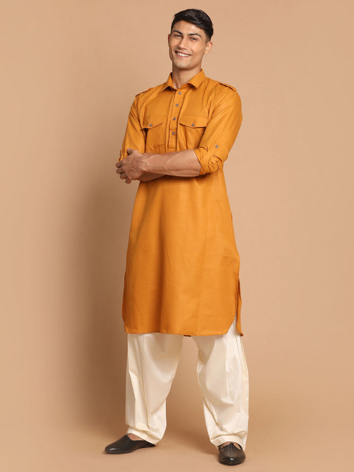 Sarvati Rust Brown & Cream Pathani Kurta with Patiala