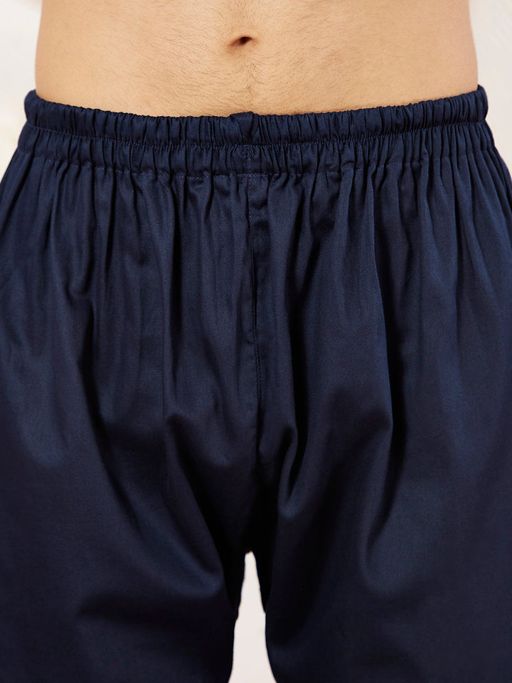 Men's Blue Cotton Pathani Suit Set