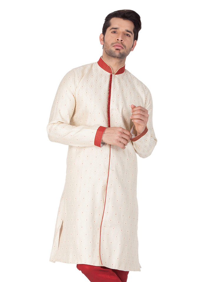 Men's Gold Silk Blend Sherwani Only Top