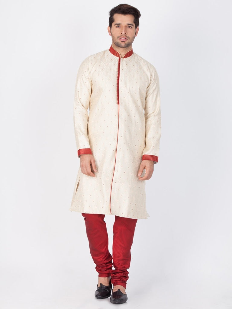 Men's Gold Silk Blend Sherwani Only Top