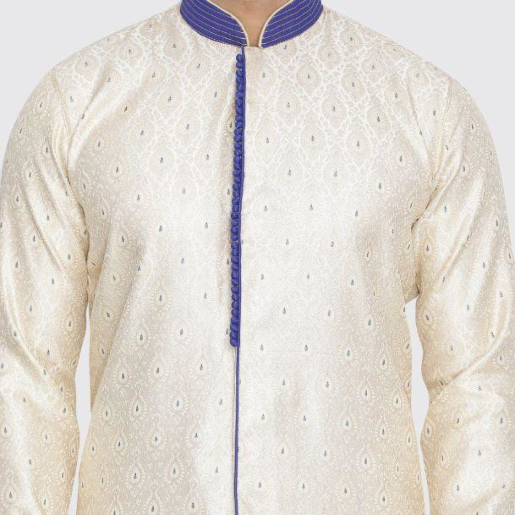 Men's Gold Silk Blend Sherwani Only Top