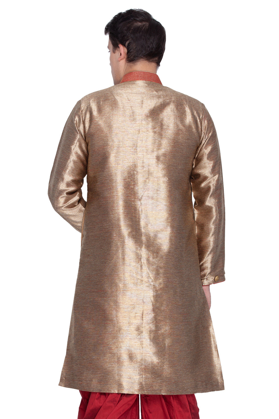 Men's Gold Cotton Silk Blend Sherwani Only Top