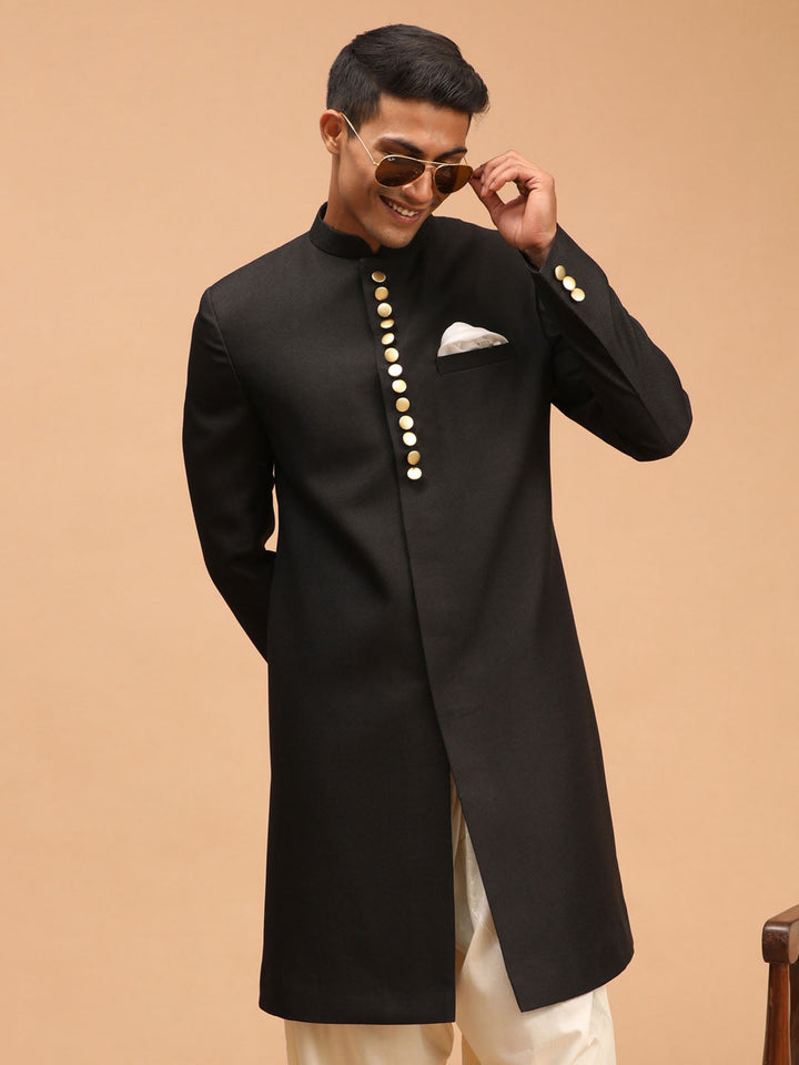 Men's Black Sherwani Top