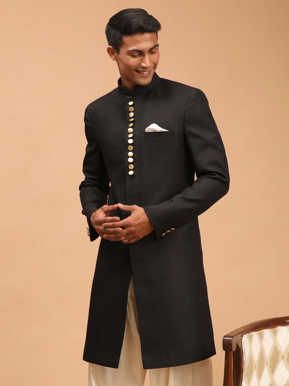 Men's Black Sherwani Top