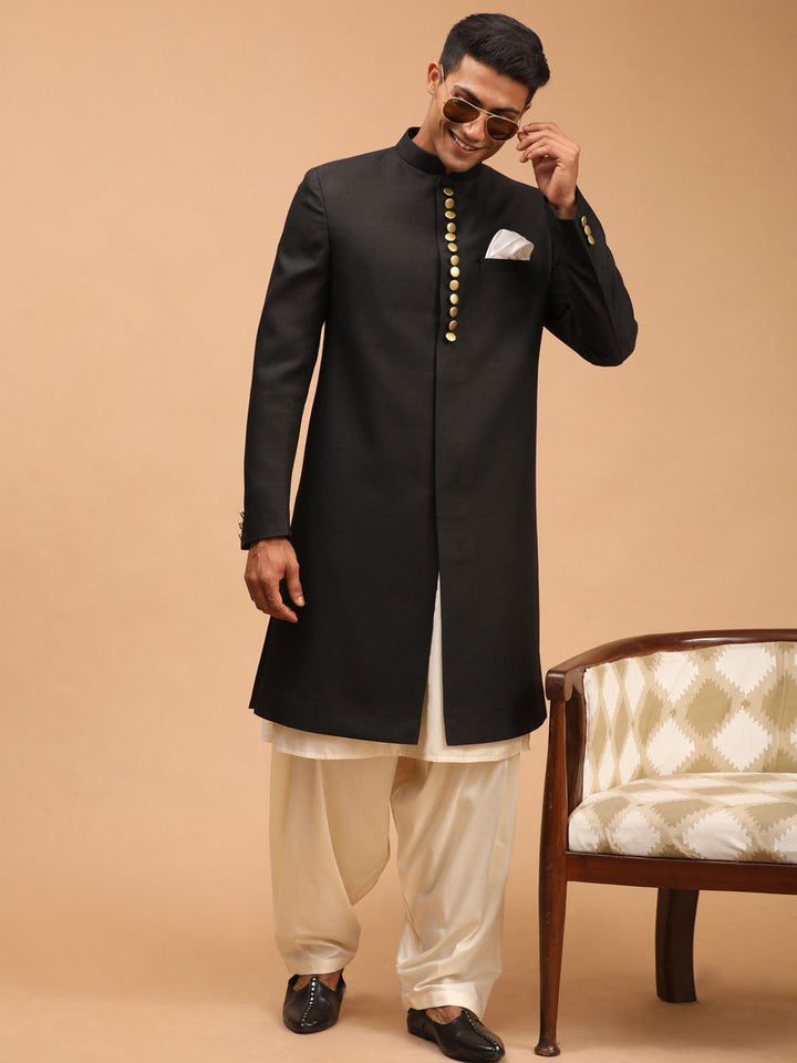 Men's Black Sherwani Top